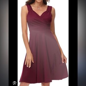Grace Karin V-neck wrap burgundy sleeveless cocktail dress